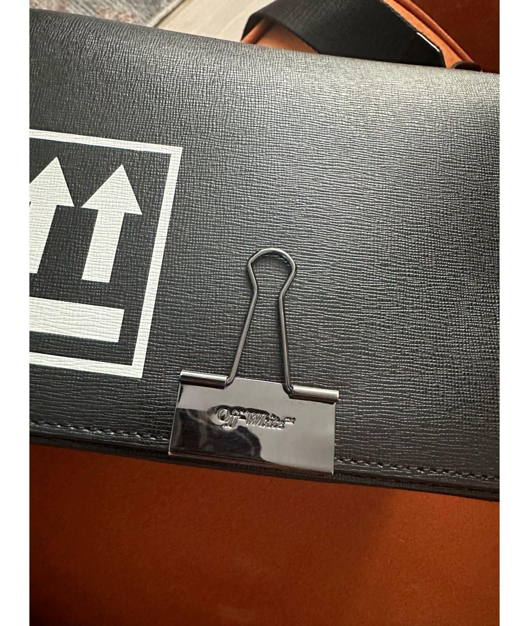 OFF-WHITE Черная кожаная сумка через плечо, фото 2