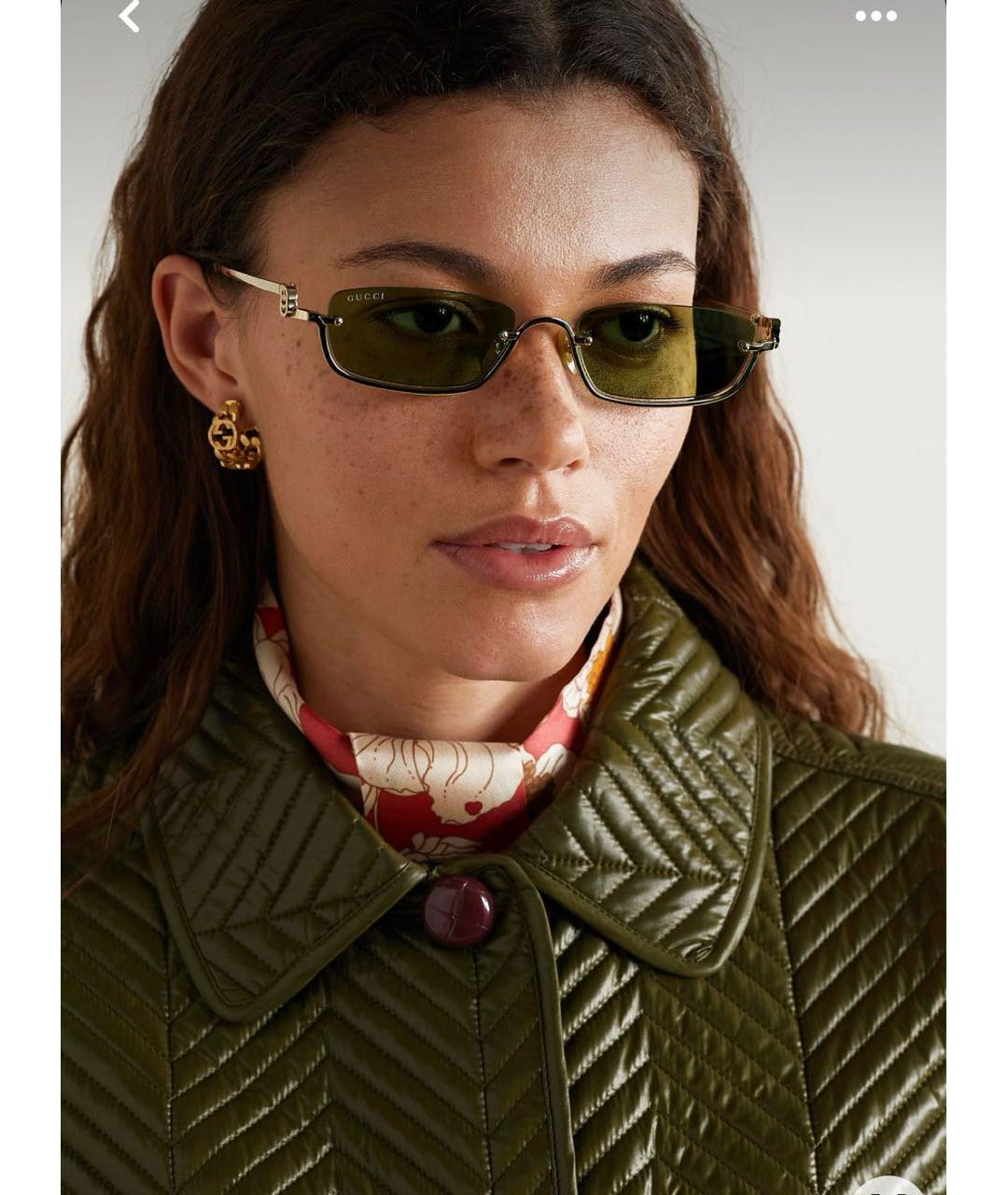 GUCCI Зеленые металлические солнцезащитные очки, фото 8