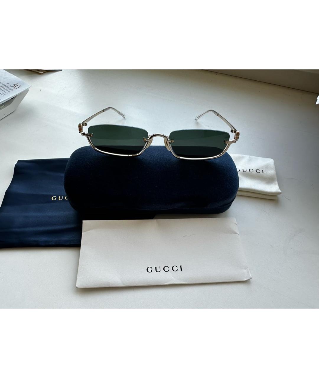 GUCCI Зеленые металлические солнцезащитные очки, фото 5