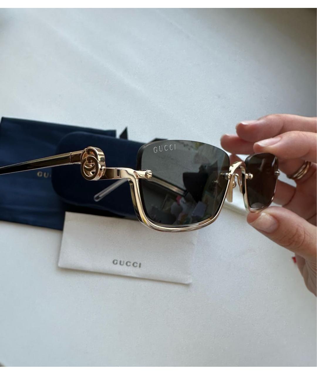 GUCCI Зеленые металлические солнцезащитные очки, фото 4