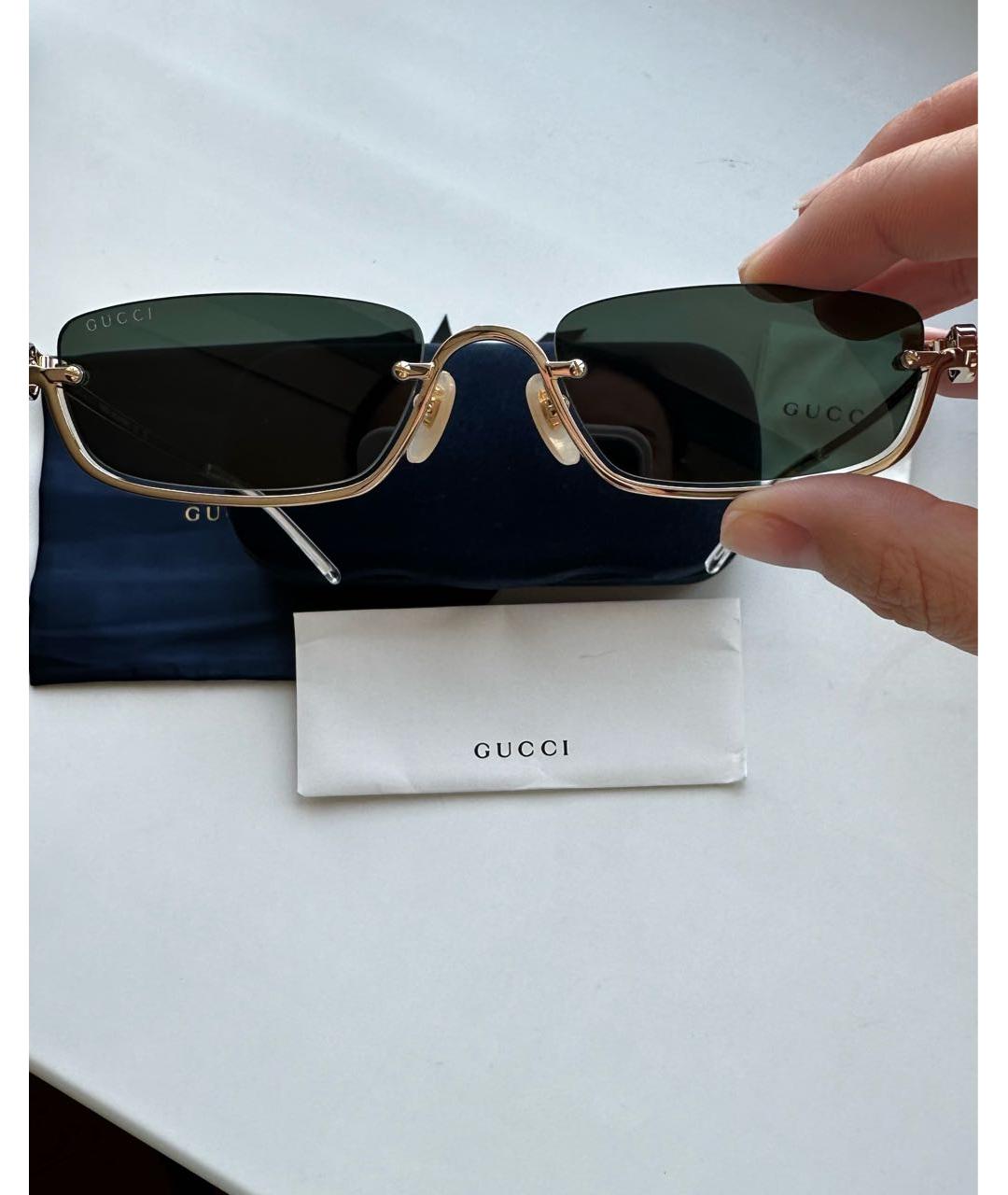 GUCCI Зеленые металлические солнцезащитные очки, фото 3