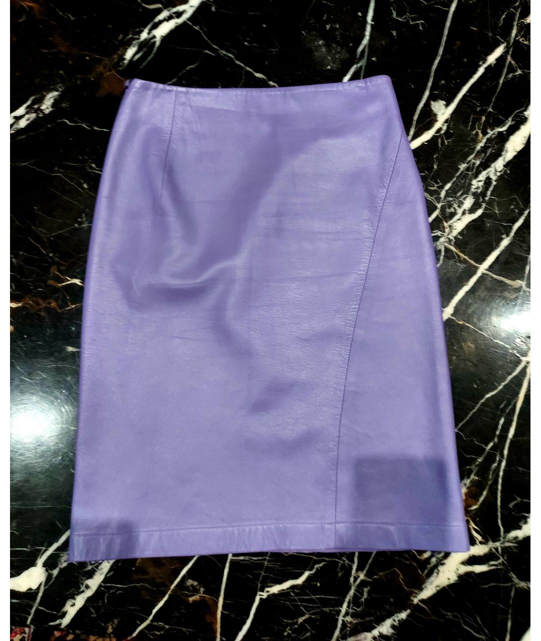 MCM Фиолетовая кожаная юбка миди, фото 5