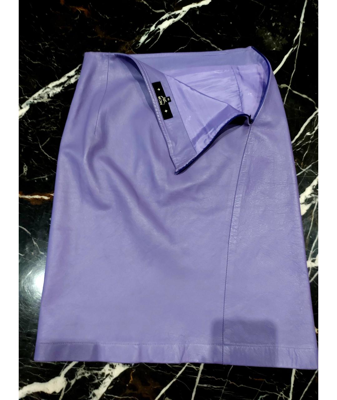 MCM Фиолетовая кожаная юбка миди, фото 2
