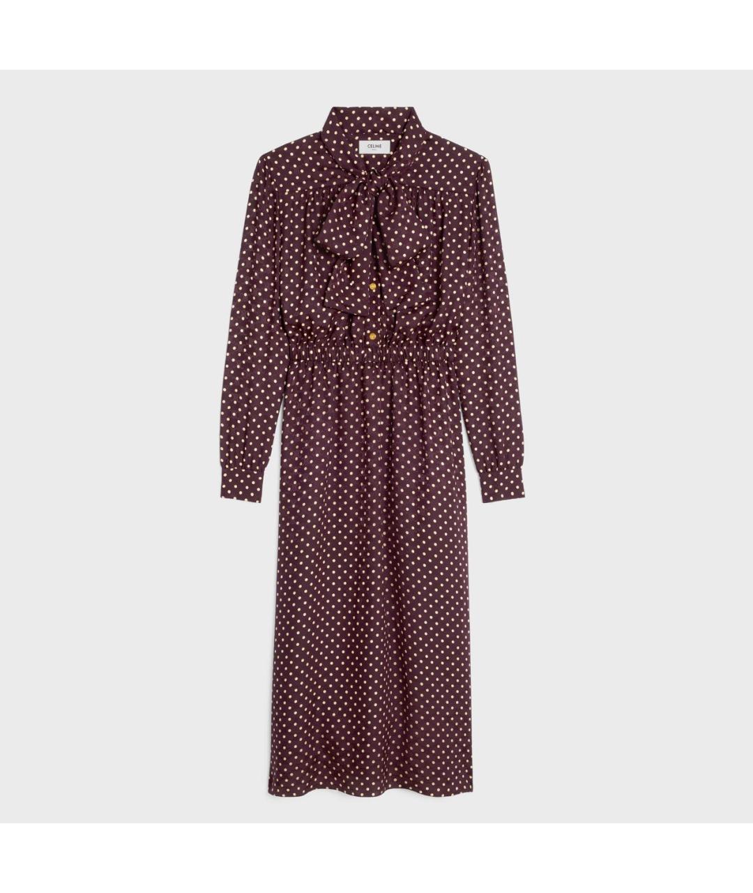 CELINE Бордовое шелковое повседневное платье, фото 4