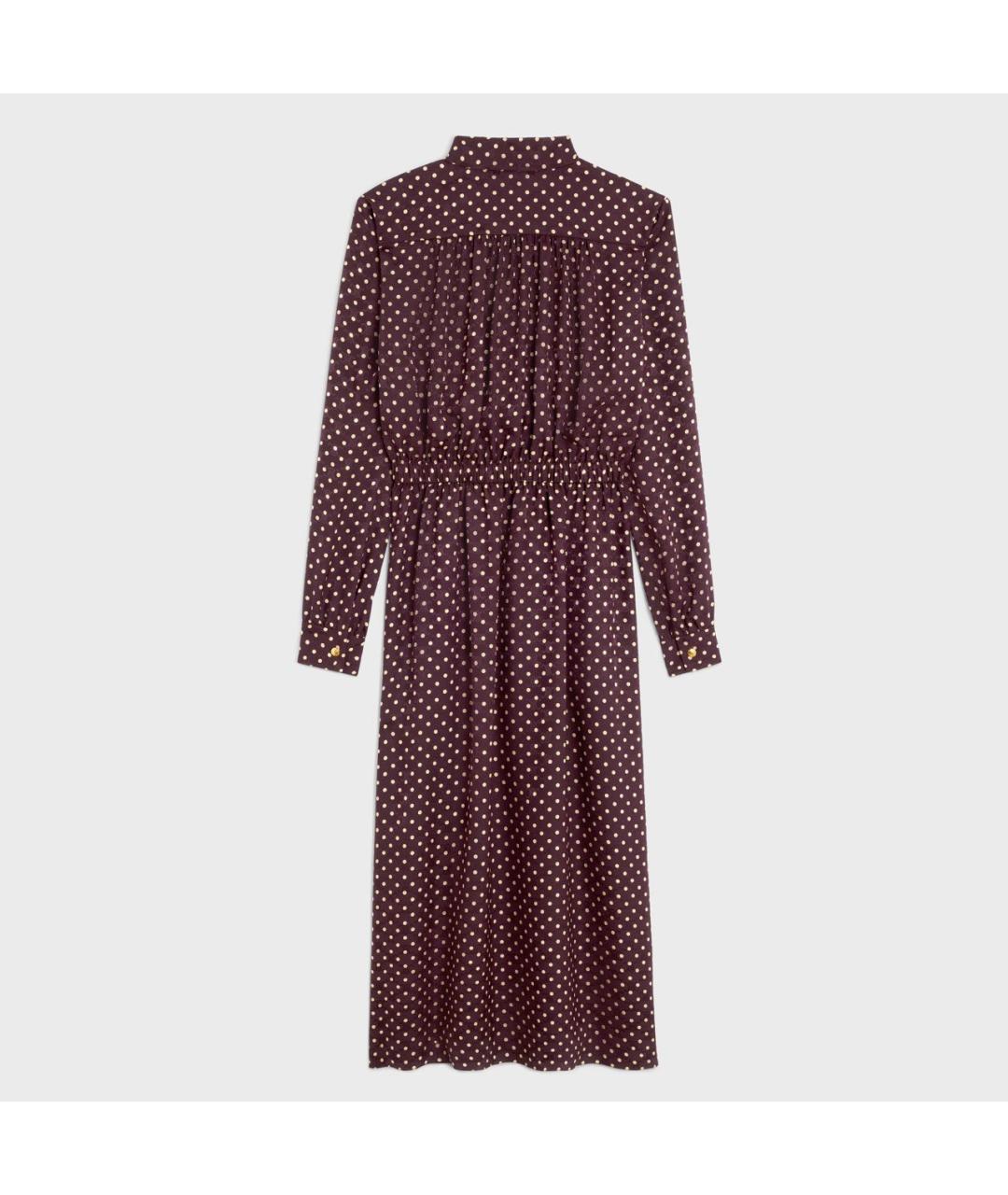 CELINE Бордовое шелковое повседневное платье, фото 2