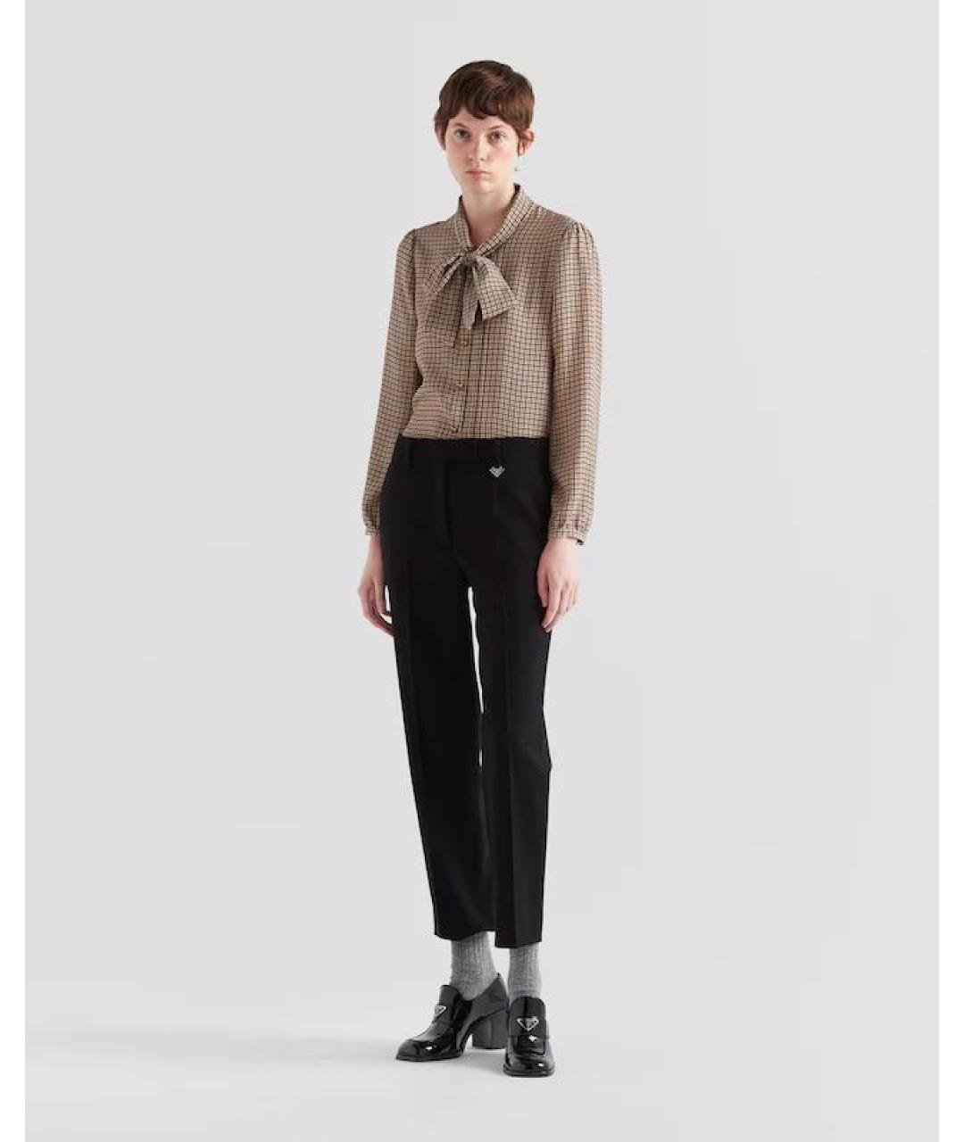 PRADA Черные шерстяные прямые брюки, фото 2