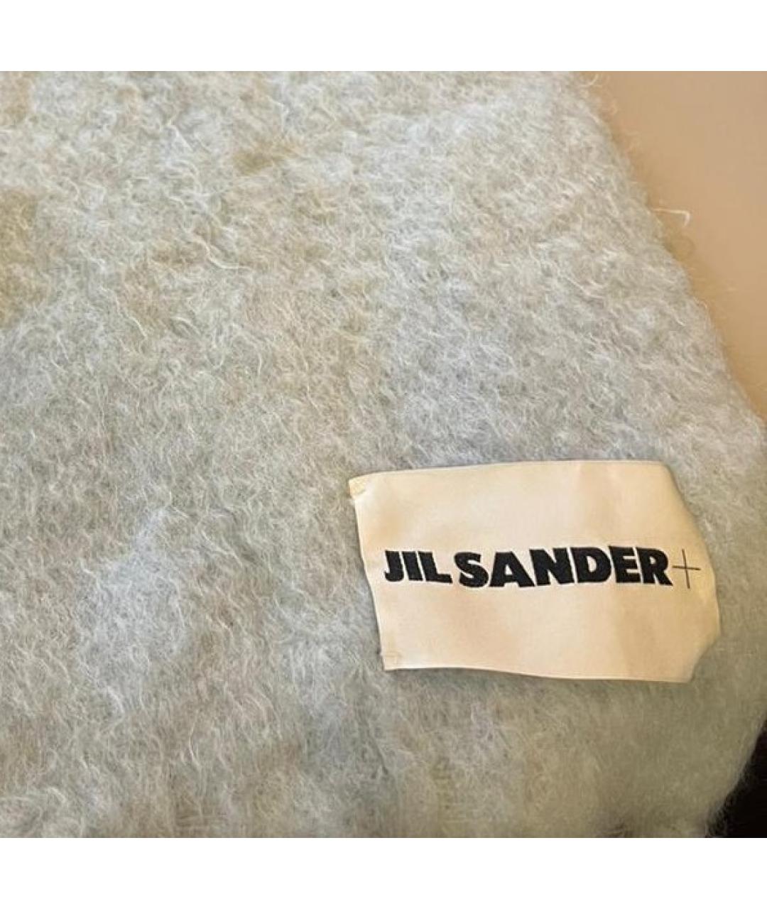 JIL SANDER Бирюзовый шерстяной шарф, фото 3