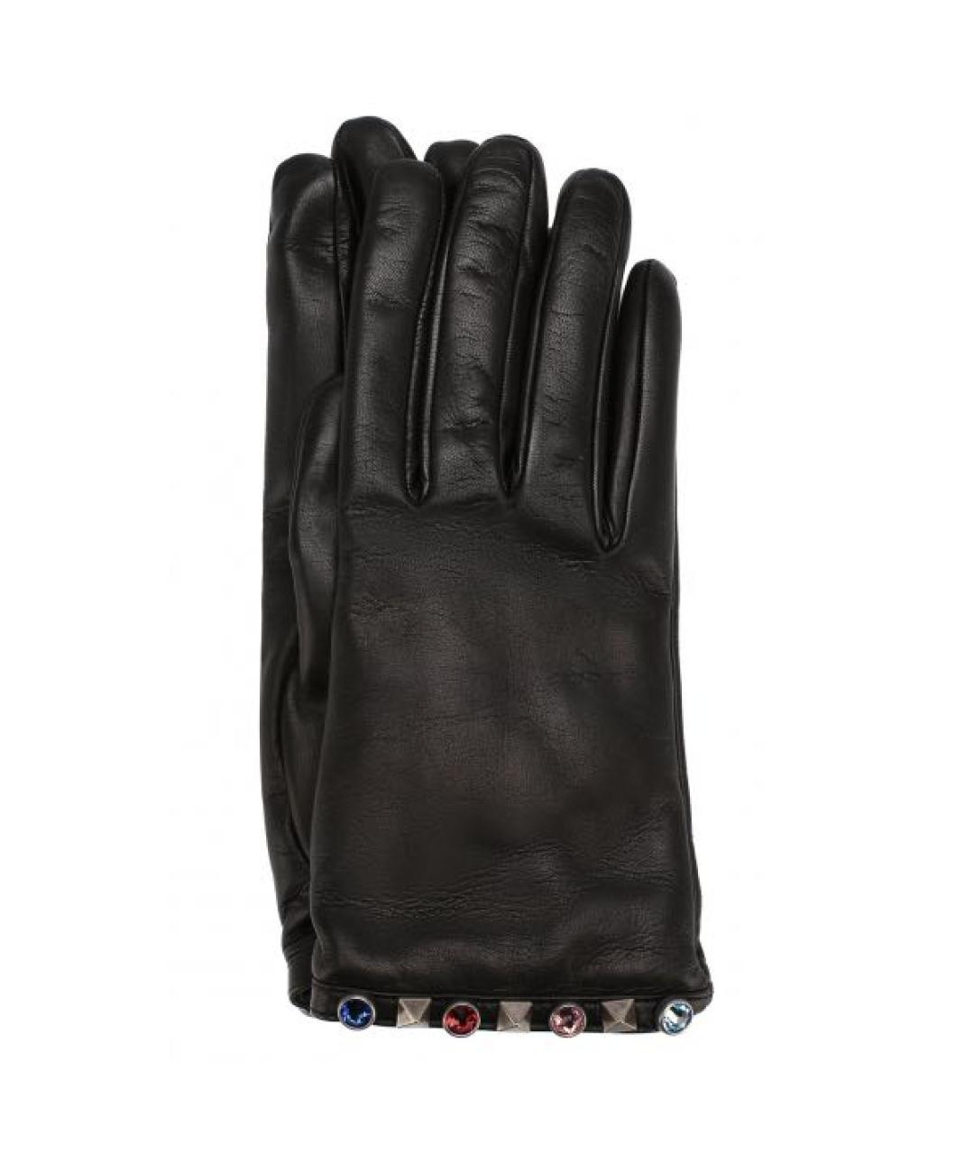 VALENTINO Черные кожаные перчатки, фото 6