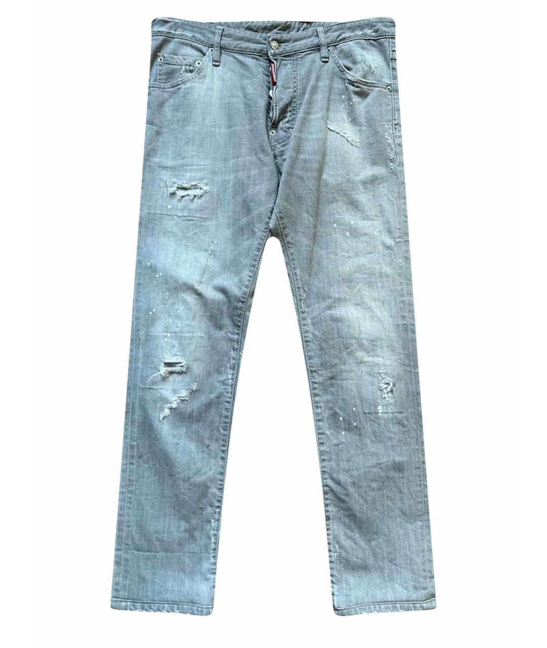 DSQUARED2 Серые хлопко-эластановые прямые джинсы, фото 1