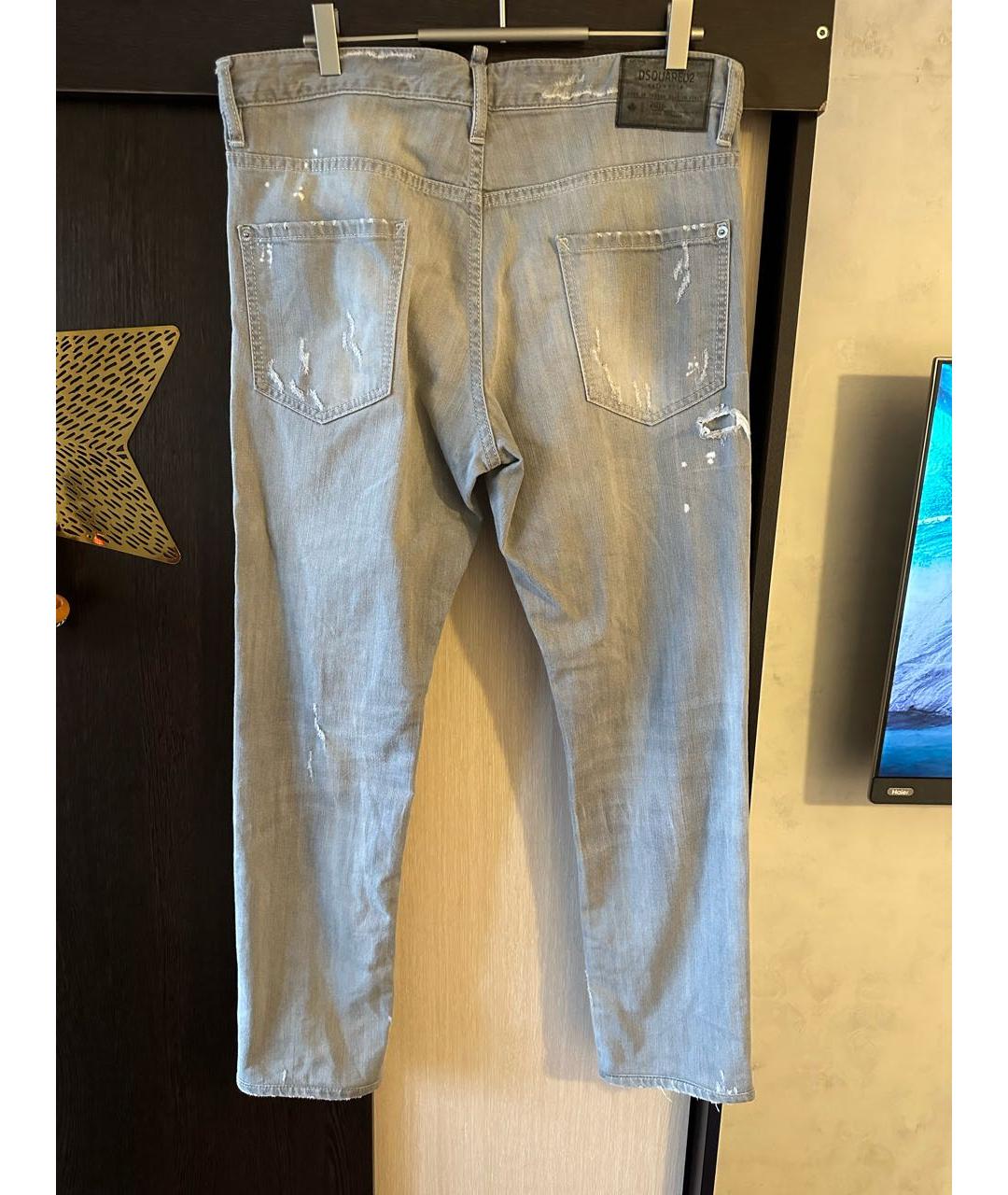 DSQUARED2 Серые хлопко-эластановые прямые джинсы, фото 3