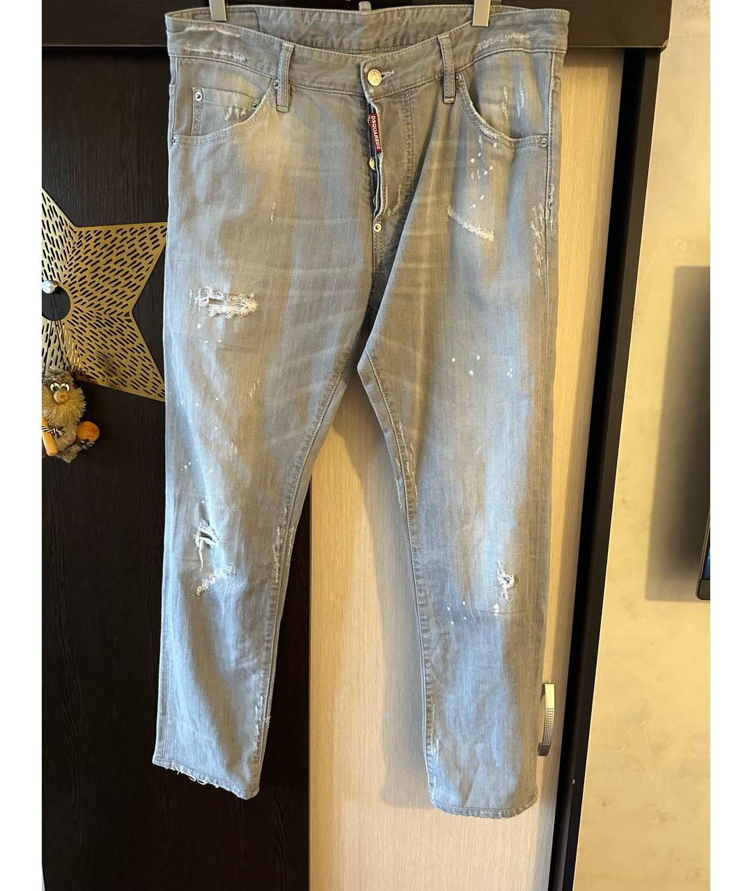 DSQUARED2 Серые хлопко-эластановые прямые джинсы, фото 2