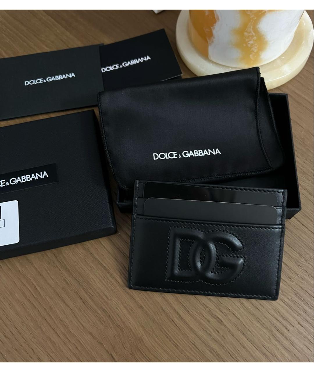 DOLCE&GABBANA Черный кожаный кардхолдер, фото 3