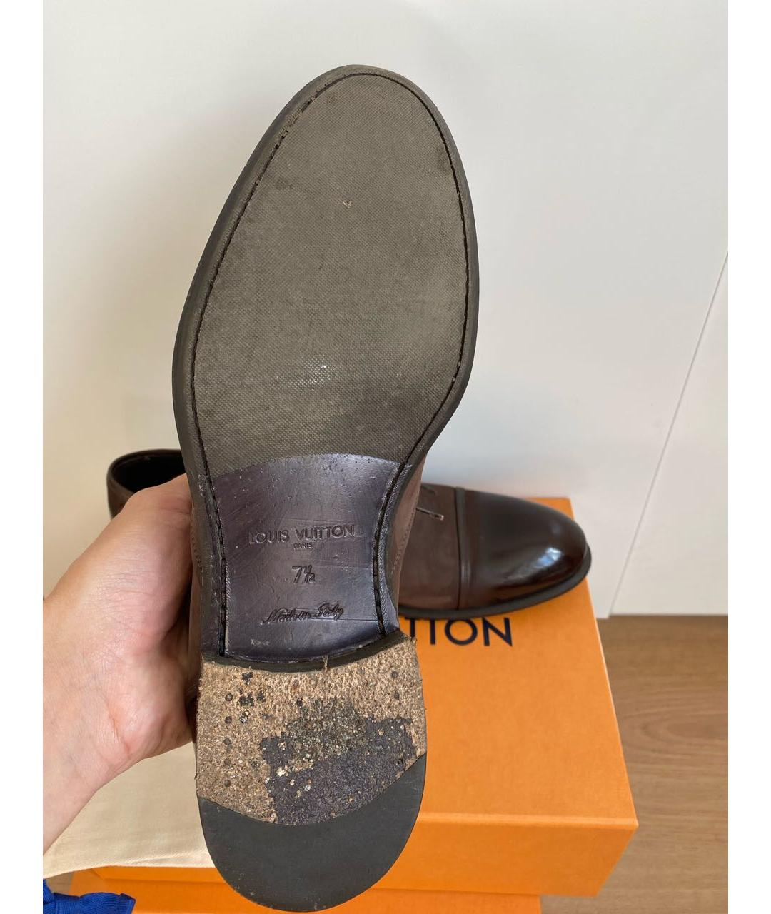 LOUIS VUITTON PRE-OWNED Коричневые нубуковые туфли, фото 5
