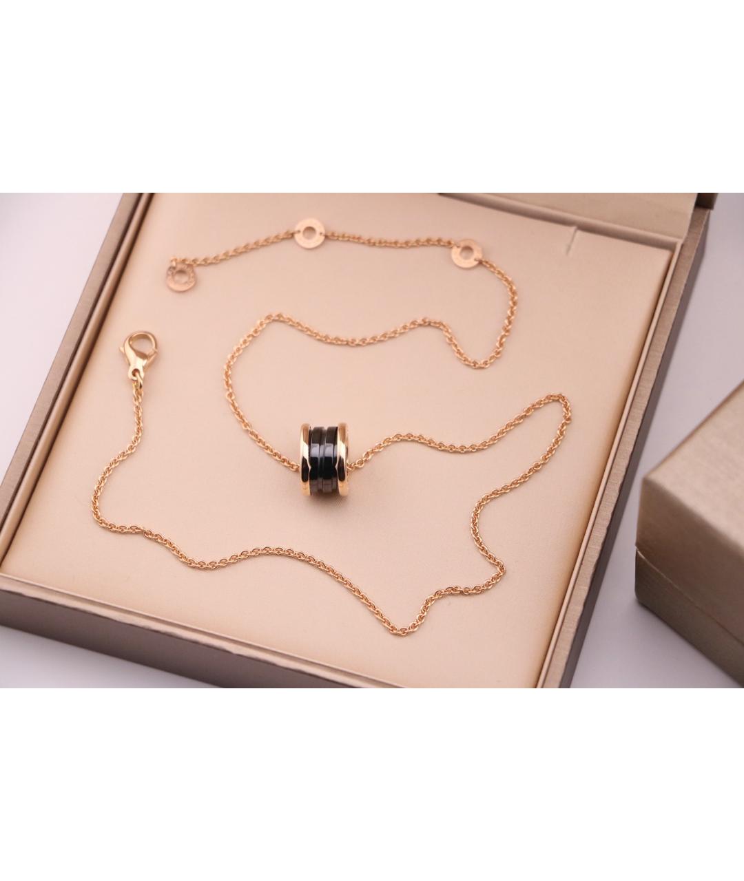 BVLGARI Черная подвеска из розового золота, фото 4