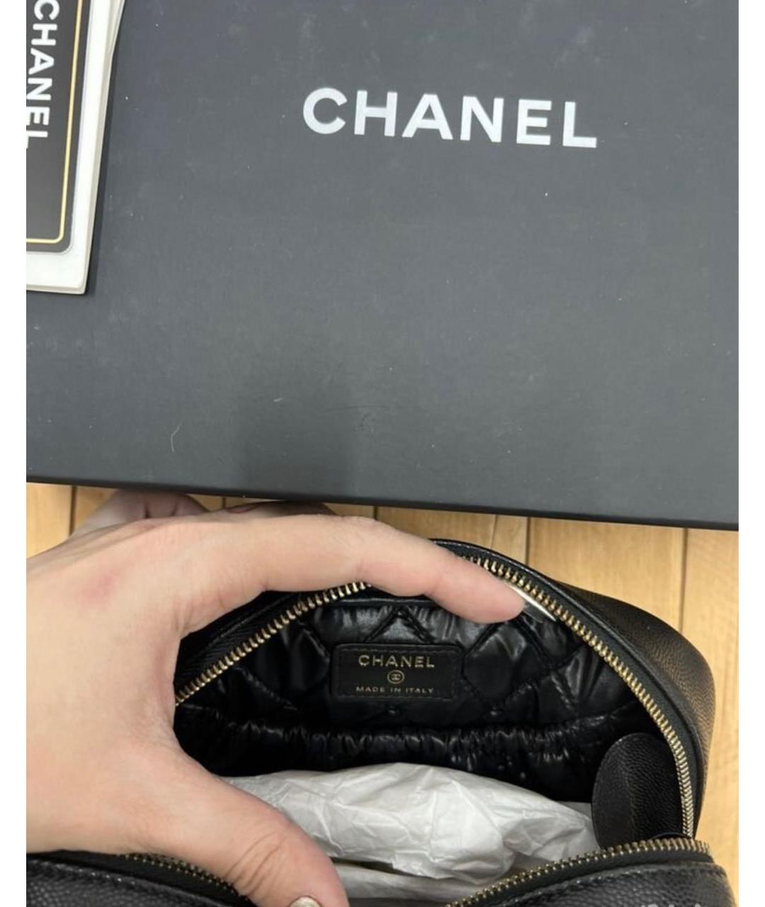 CHANEL Черная кожаная косметичка, фото 3