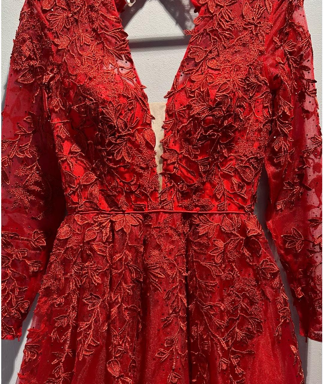 SHERRI HILL Красное полиэстеровое вечернее платье, фото 4