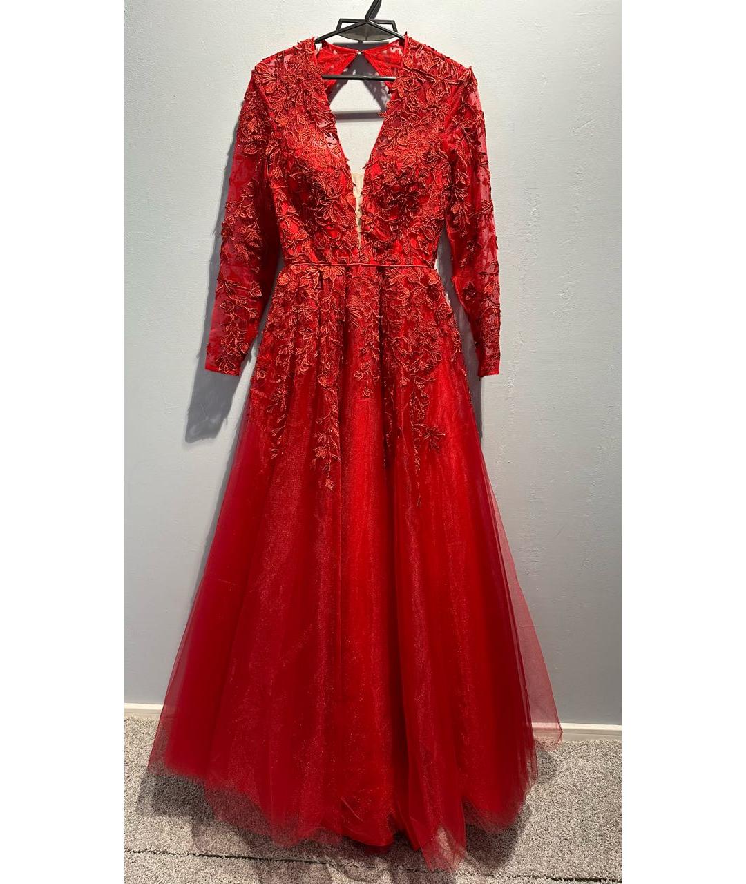 SHERRI HILL Красное полиэстеровое вечернее платье, фото 6