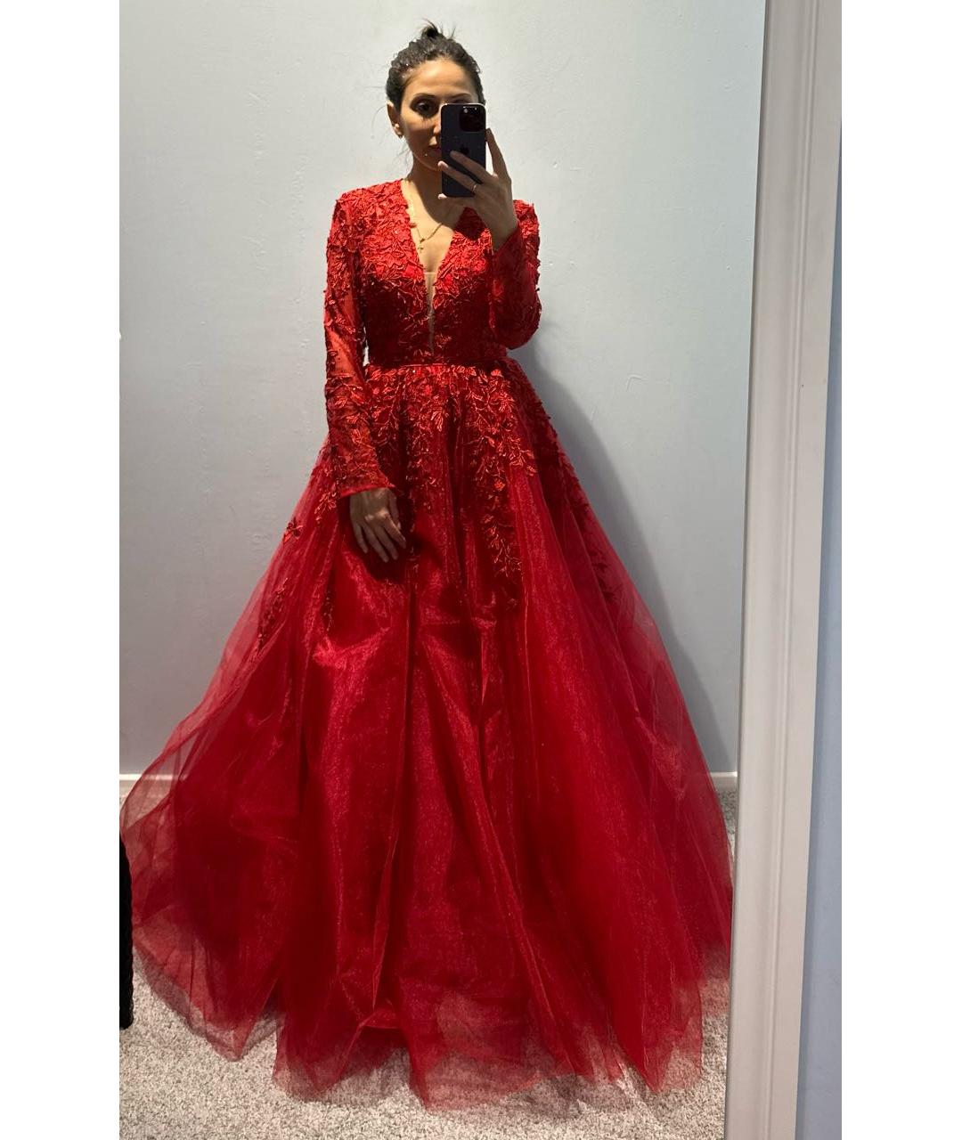 SHERRI HILL Красное полиэстеровое вечернее платье, фото 5