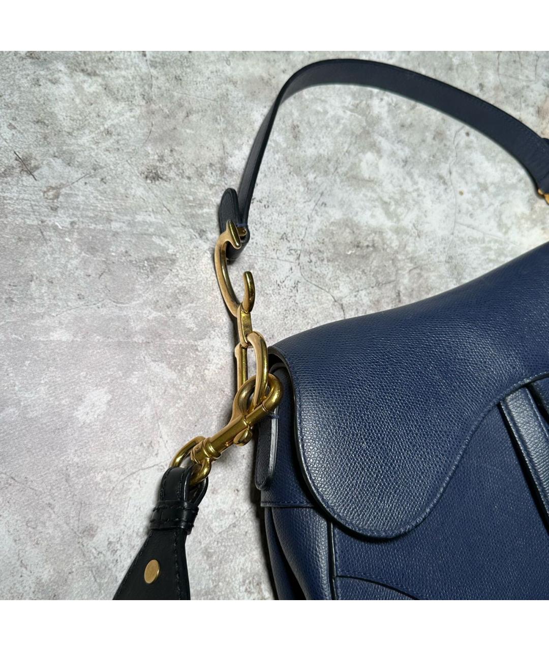 CHRISTIAN DIOR Темно-синяя кожаная сумка с короткими ручками, фото 2