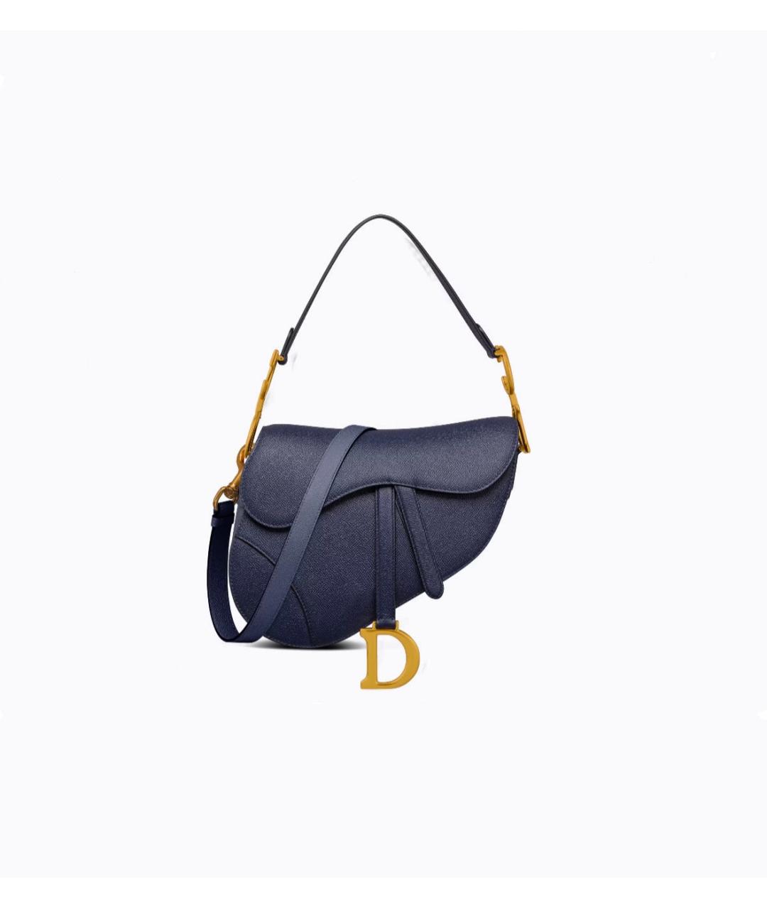 CHRISTIAN DIOR Темно-синяя кожаная сумка с короткими ручками, фото 1