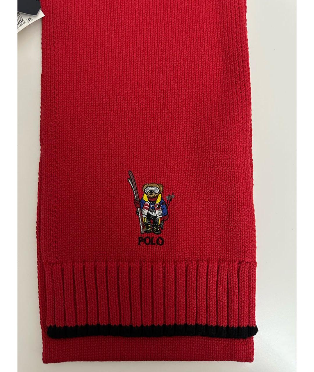 POLO RALPH LAUREN Красный хлопковый шарф, фото 3