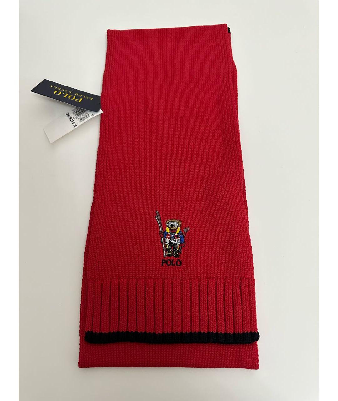 POLO RALPH LAUREN Красный хлопковый шарф, фото 2