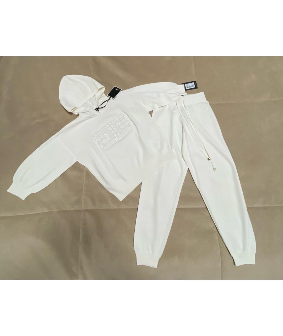 ELISABETTA FRANCHI Белый хлопковый костюм с брюками, фото 4