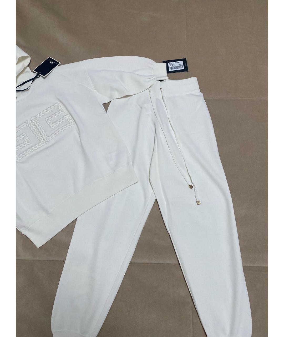 ELISABETTA FRANCHI Белый хлопковый костюм с брюками, фото 6