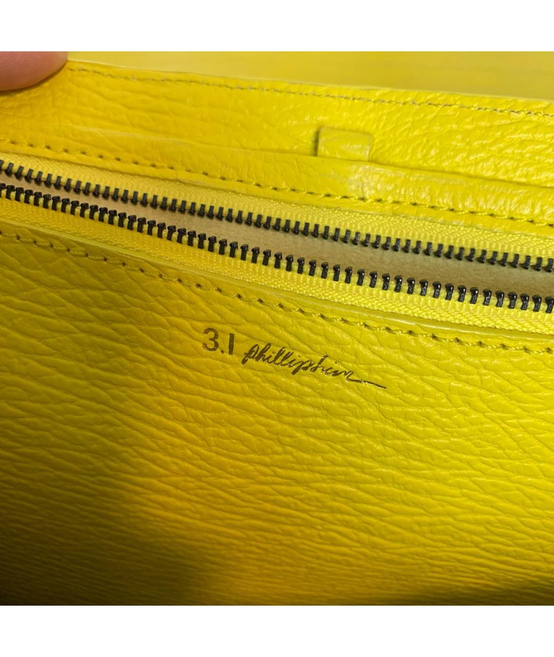 3.1 PHILLIP LIM Желтая кожаная сумка с короткими ручками, фото 5