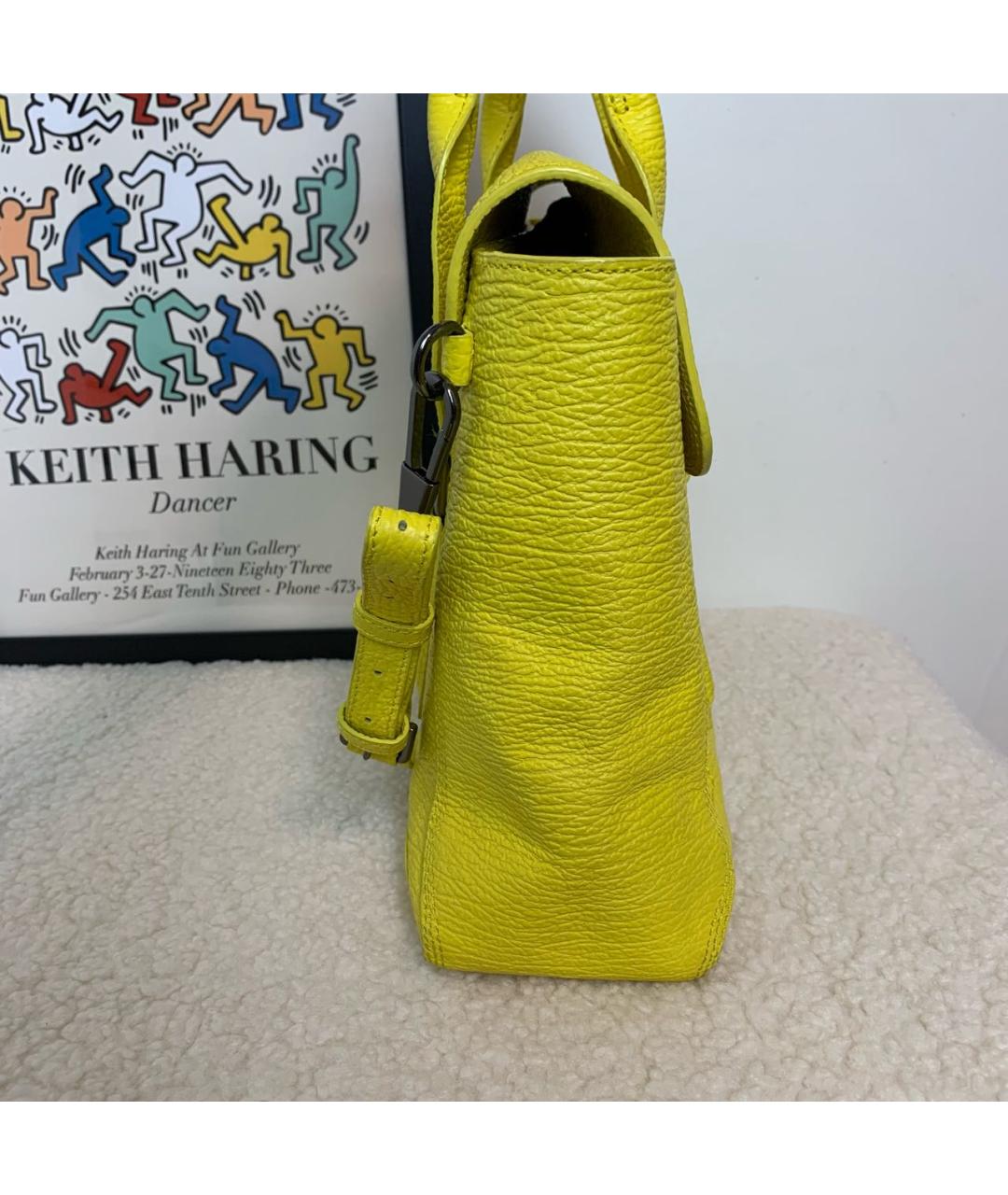 3.1 PHILLIP LIM Желтая кожаная сумка с короткими ручками, фото 3
