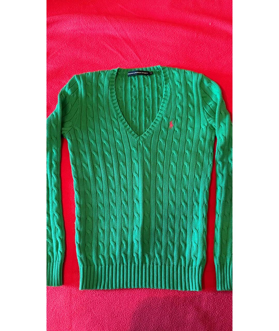 RALPH LAUREN Зеленый хлопковый джемпер / свитер, фото 5