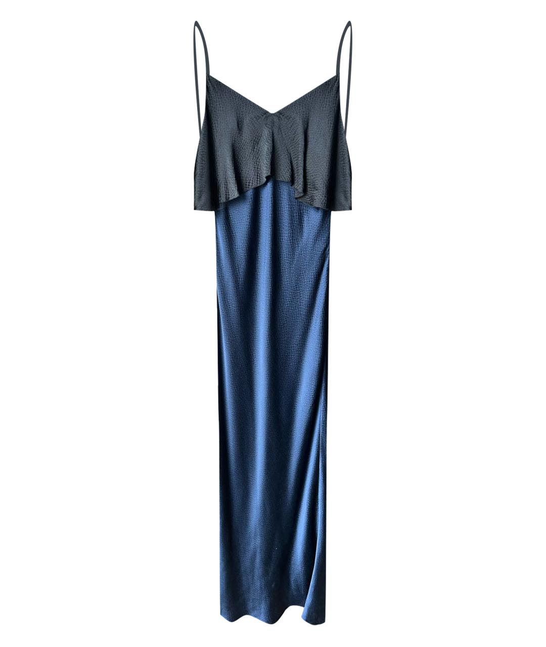 DIANE VON FURSTENBERG Темно-синее шелковое коктейльное платье, фото 1