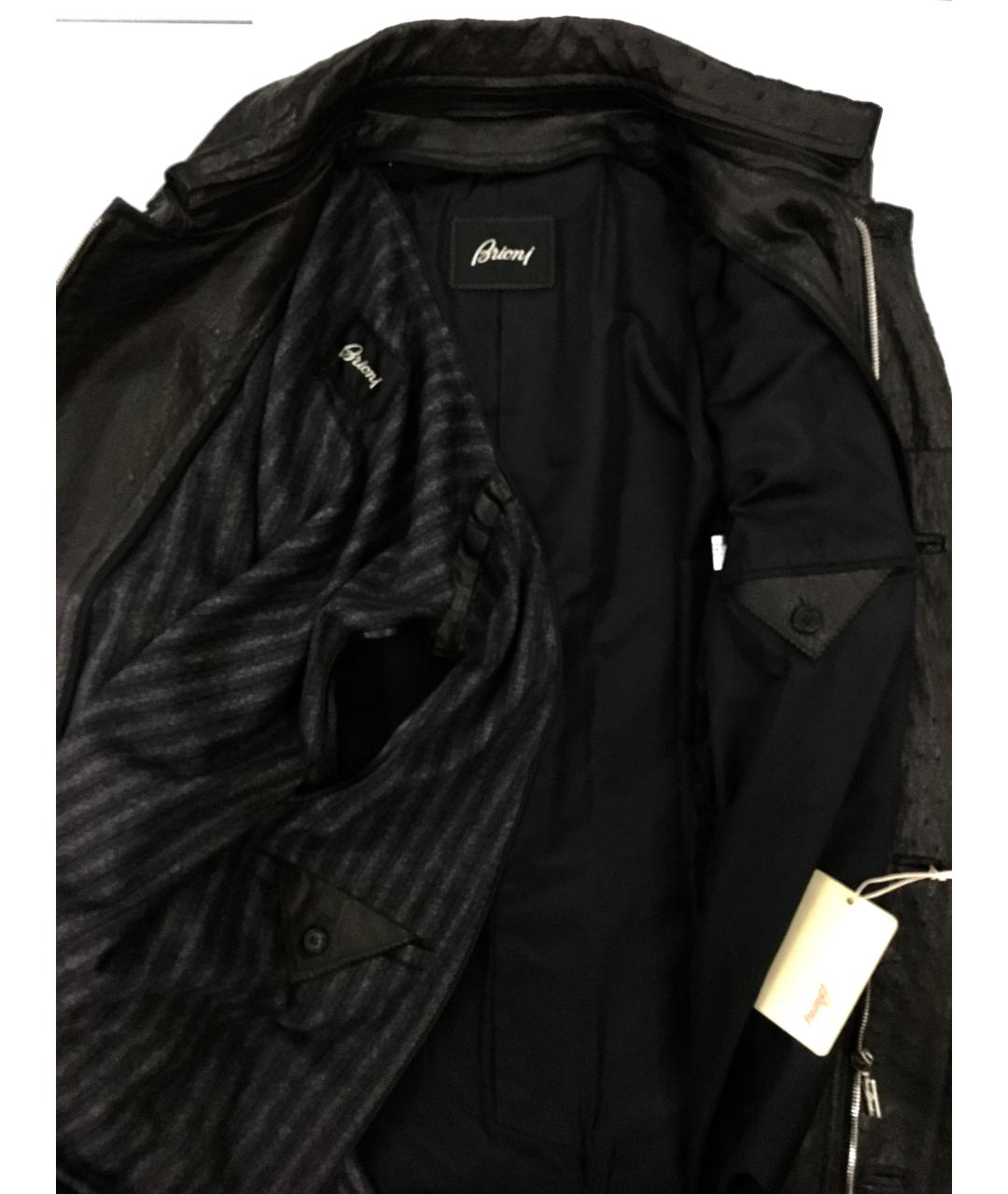 BRIONI Черное пальто из экзотической кожи, фото 6