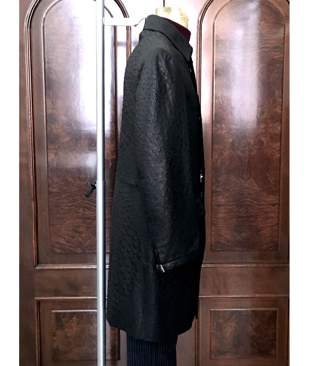 BRIONI Черное пальто из экзотической кожи, фото 2