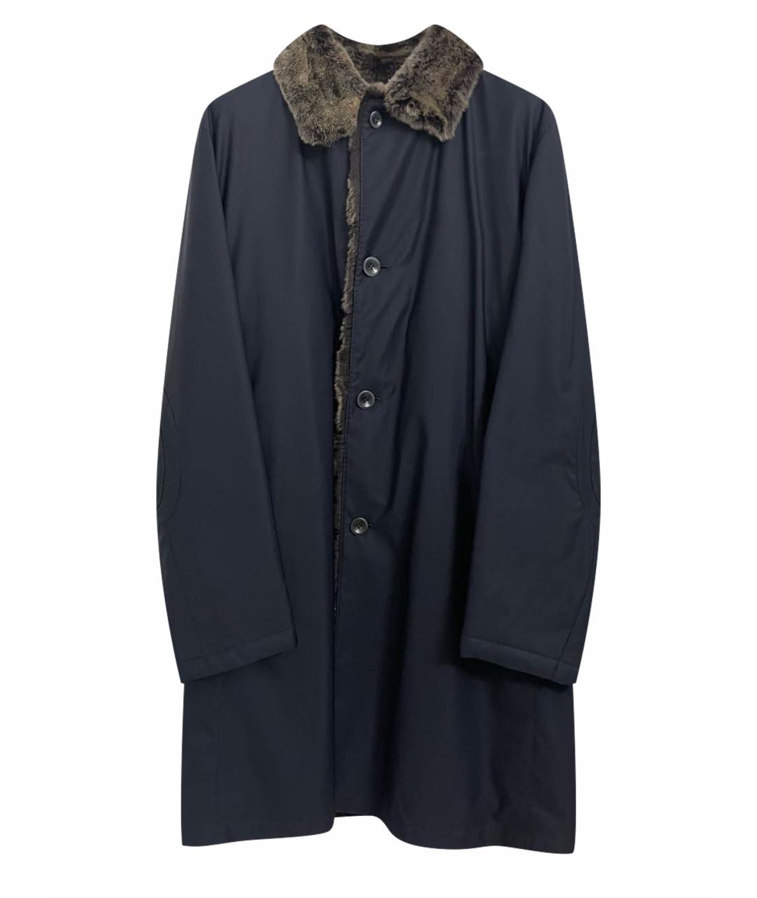 KITON Темно-синее полиамидовое пальто, фото 1