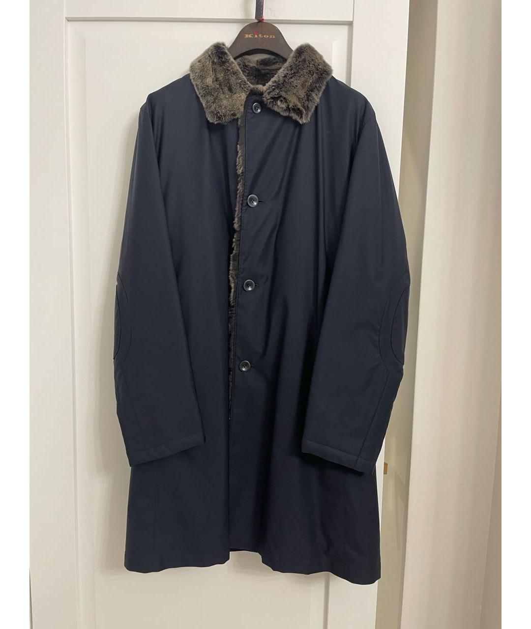KITON Темно-синее полиамидовое пальто, фото 5