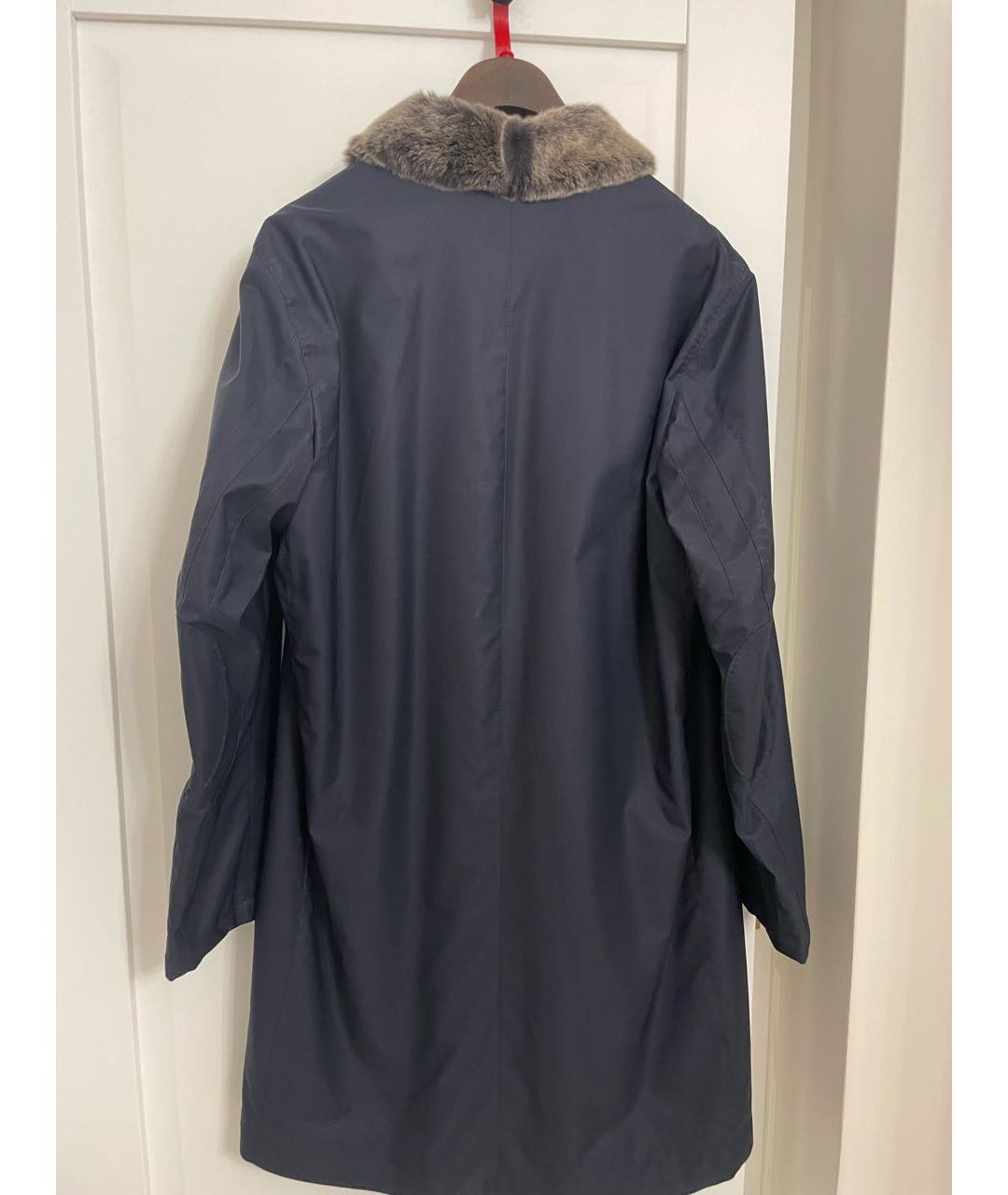 KITON Темно-синее полиамидовое пальто, фото 2