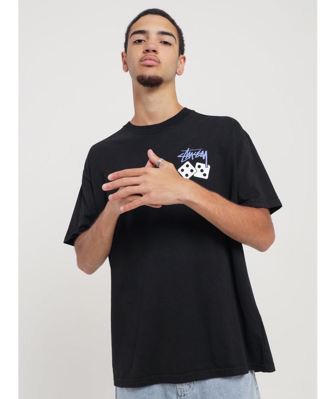 STUSSY Черная хлопковая футболка, фото 2