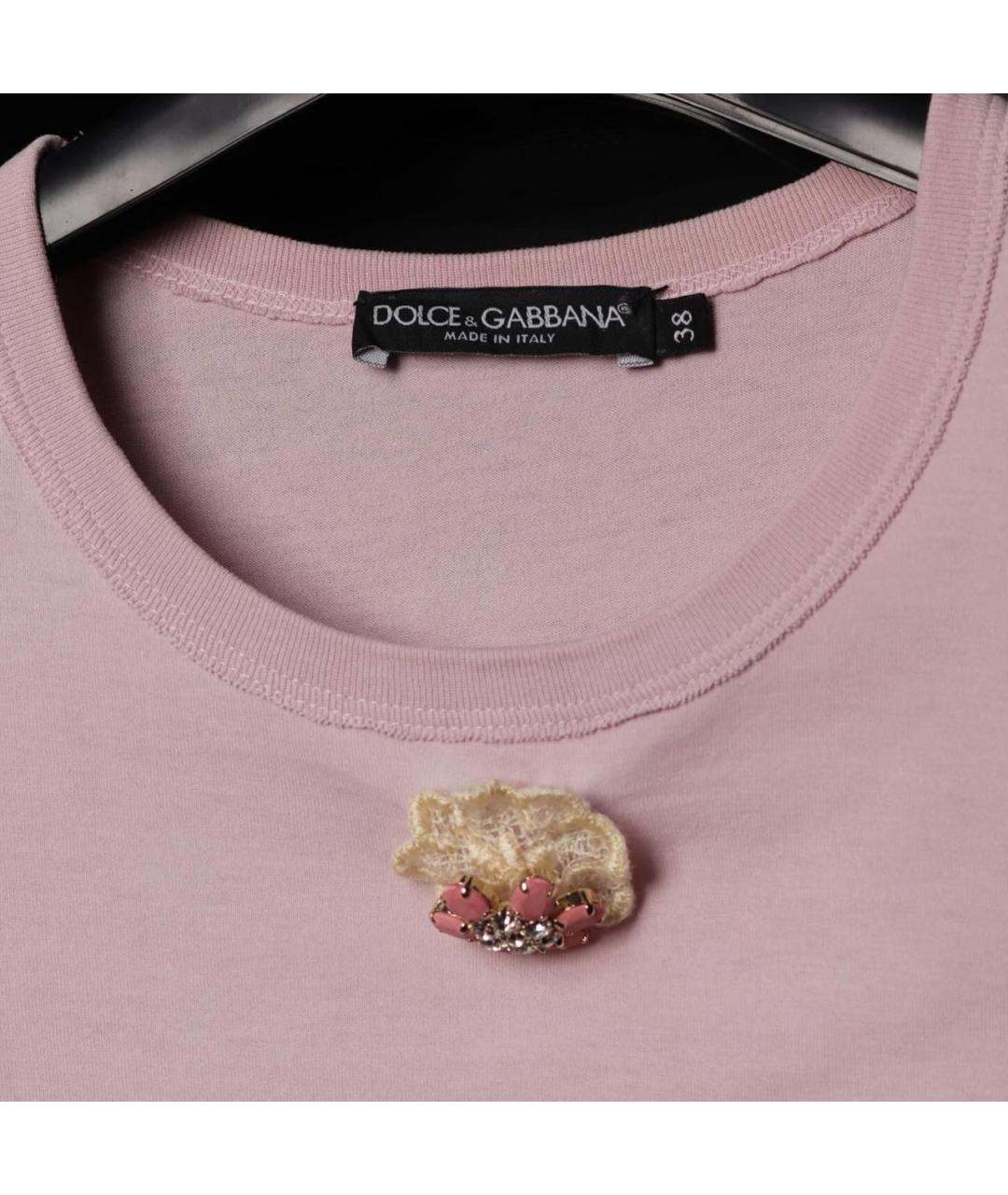 DOLCE&GABBANA Розовая хлопковая футболка, фото 3