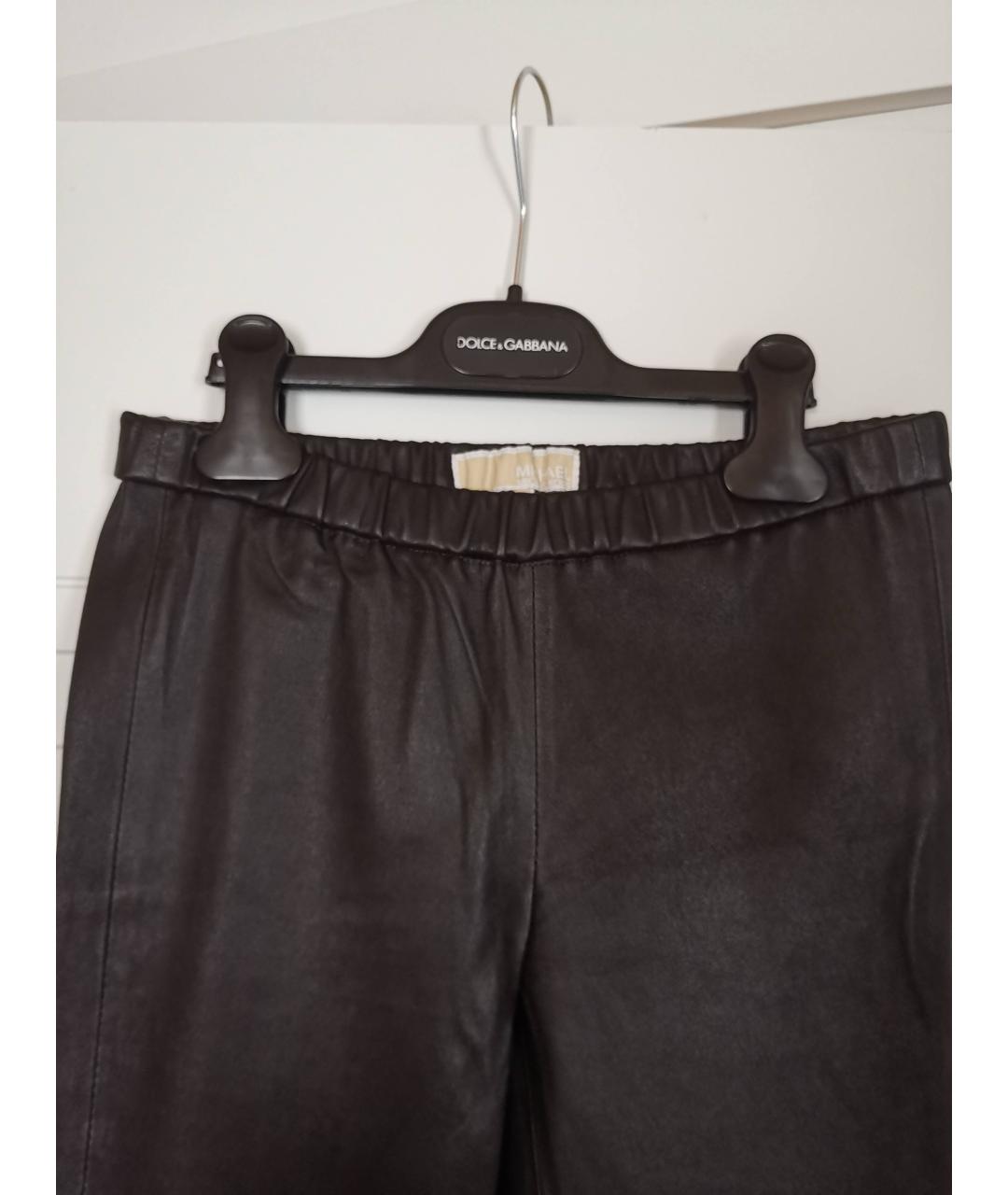 MICHAEL MICHAEL KORS Черные кожаные брюки узкие, фото 4