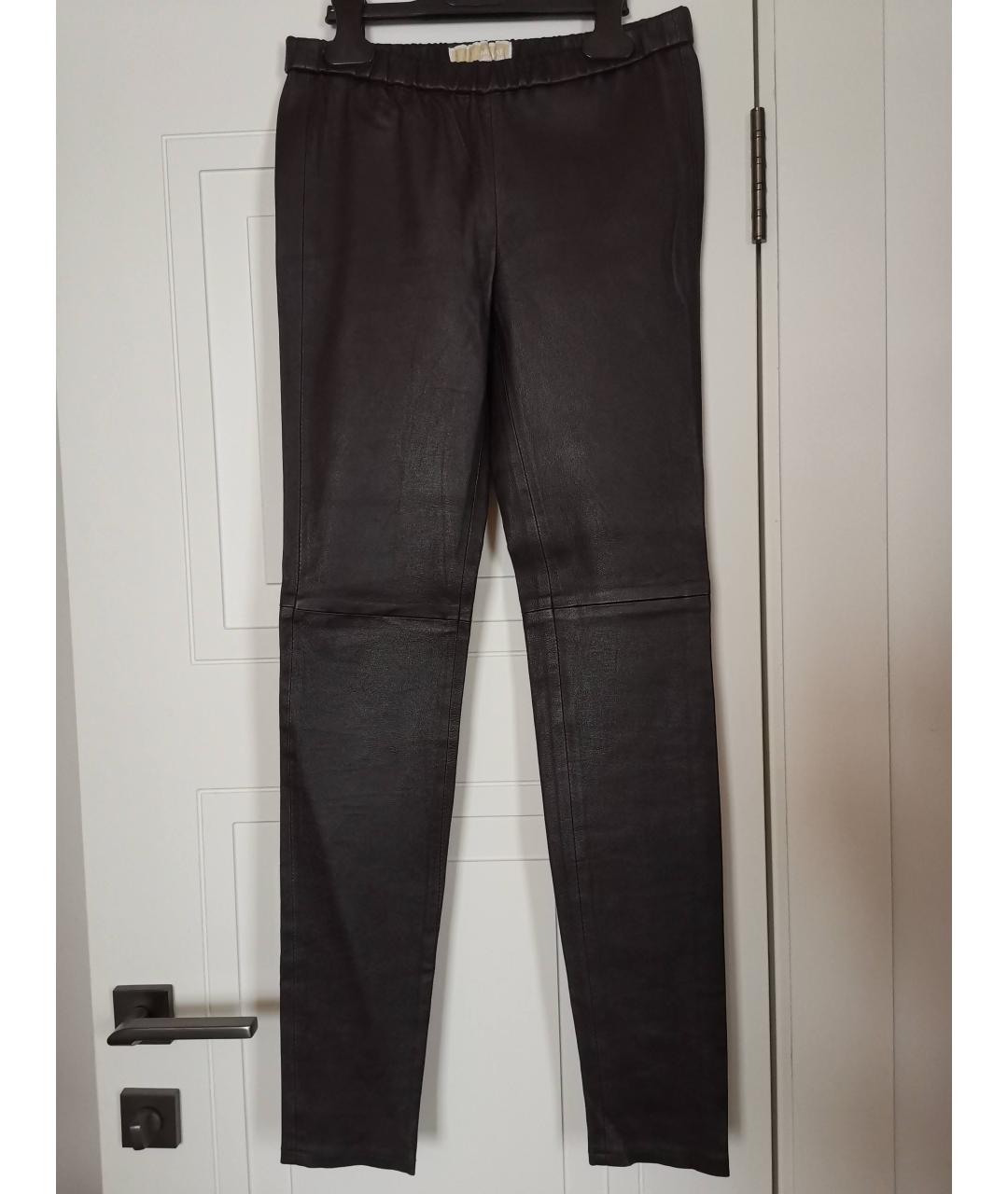 MICHAEL MICHAEL KORS Черные кожаные брюки узкие, фото 5