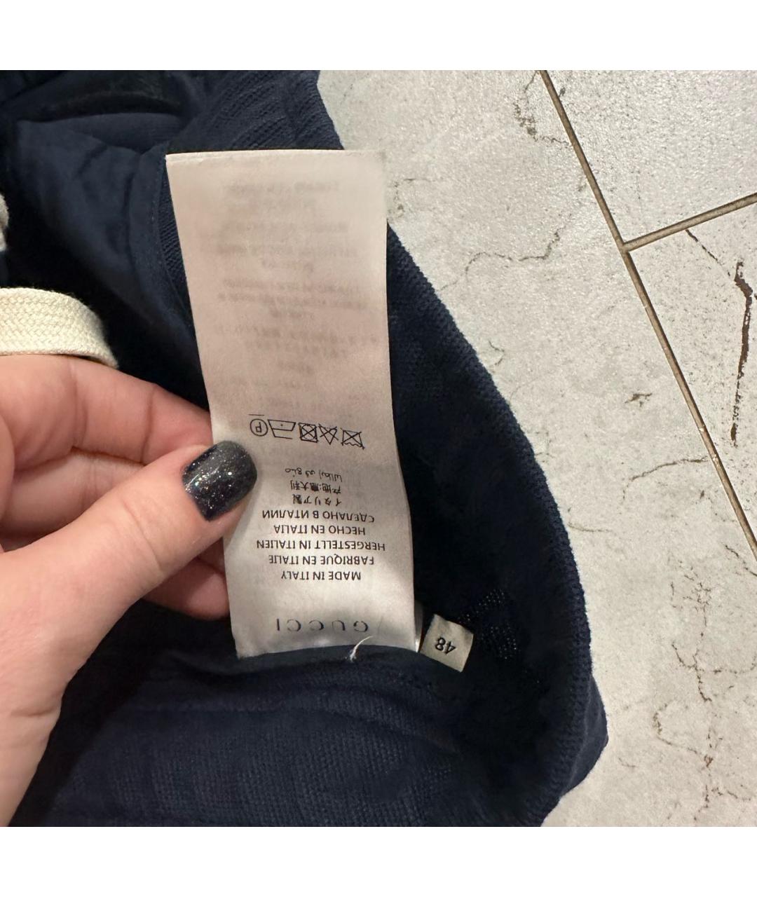 GUCCI Темно-синие хлопковые повседневные брюки, фото 6