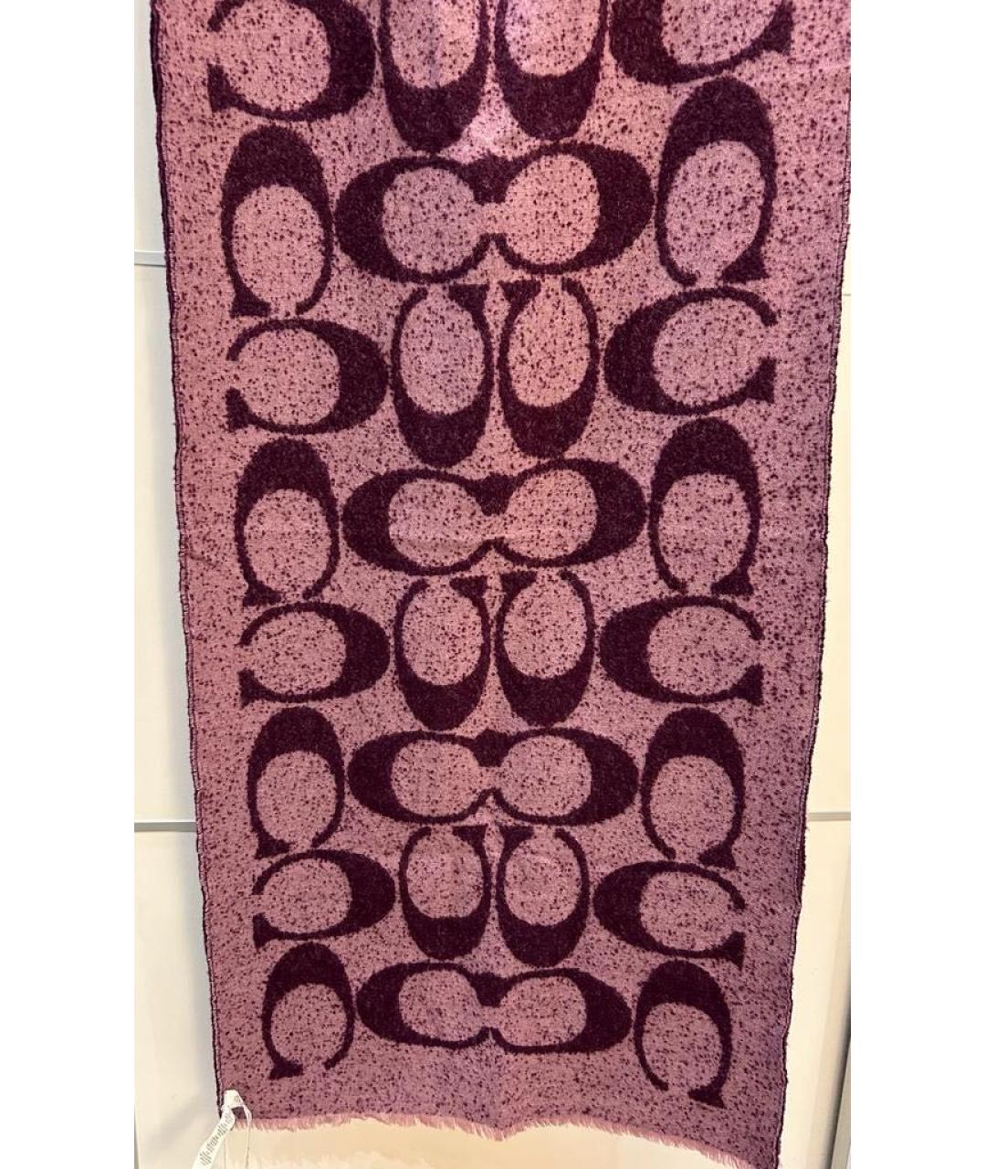 COACH Фиолетовый шерстяной шарф, фото 4