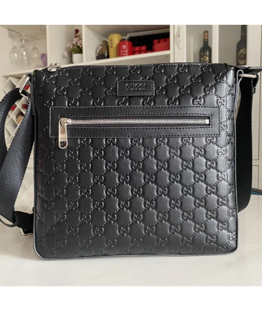 GUCCI Черная кожаная сумка на плечо, фото 2