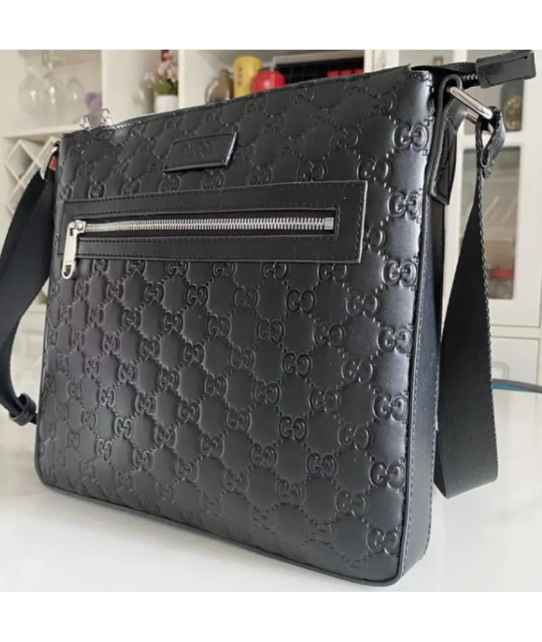 GUCCI Черная кожаная сумка на плечо, фото 3