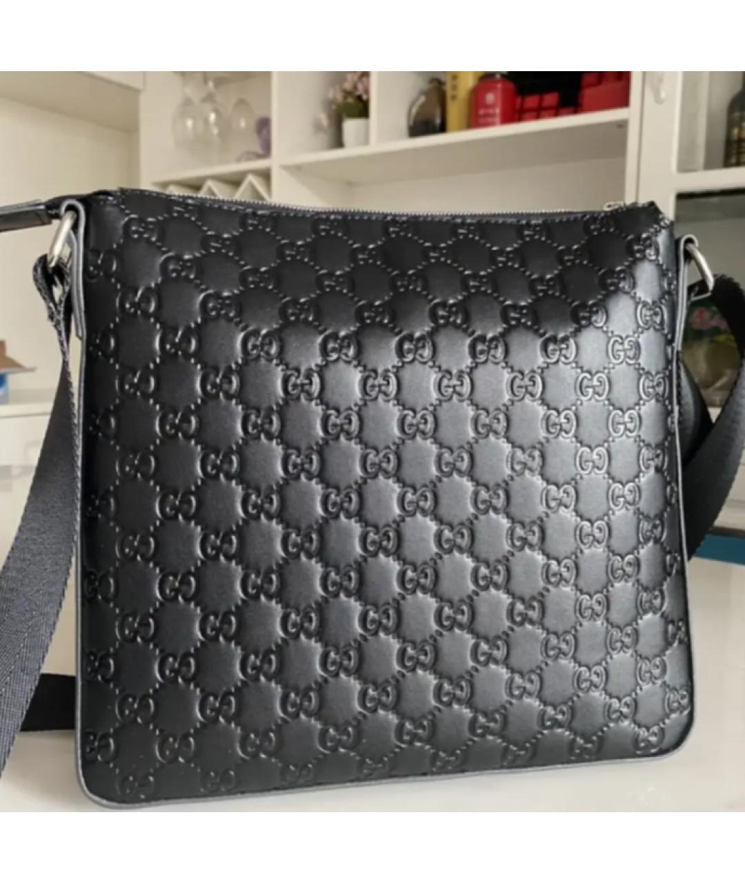 GUCCI Черная кожаная сумка на плечо, фото 4