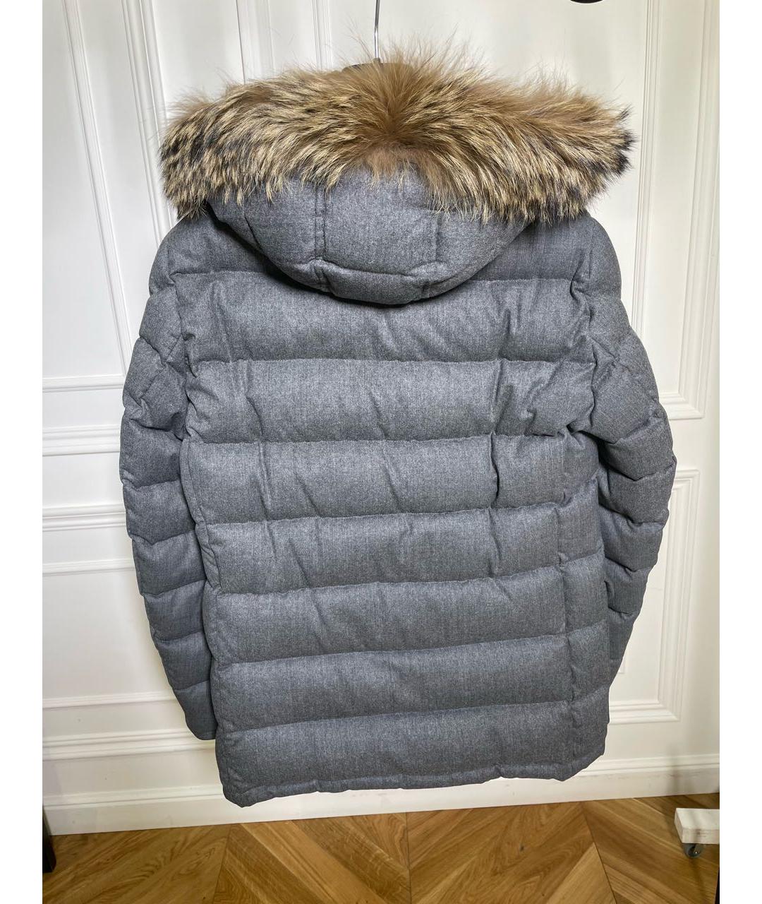 MONCLER Серый шерстяной пуховик, фото 2