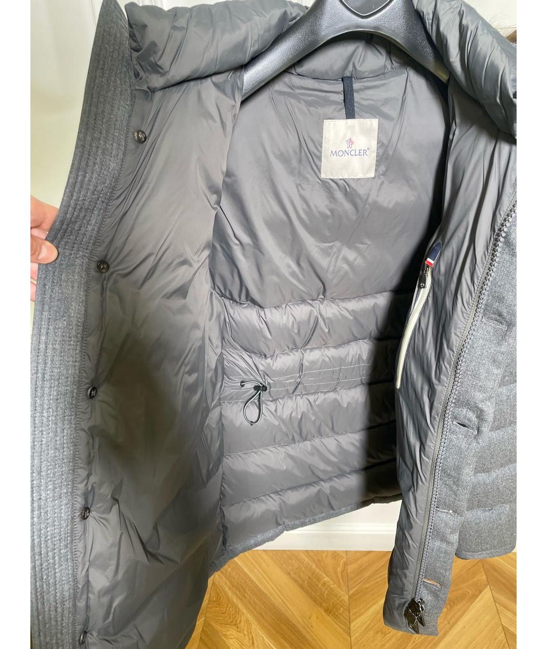 MONCLER Серый шерстяной пуховик, фото 6