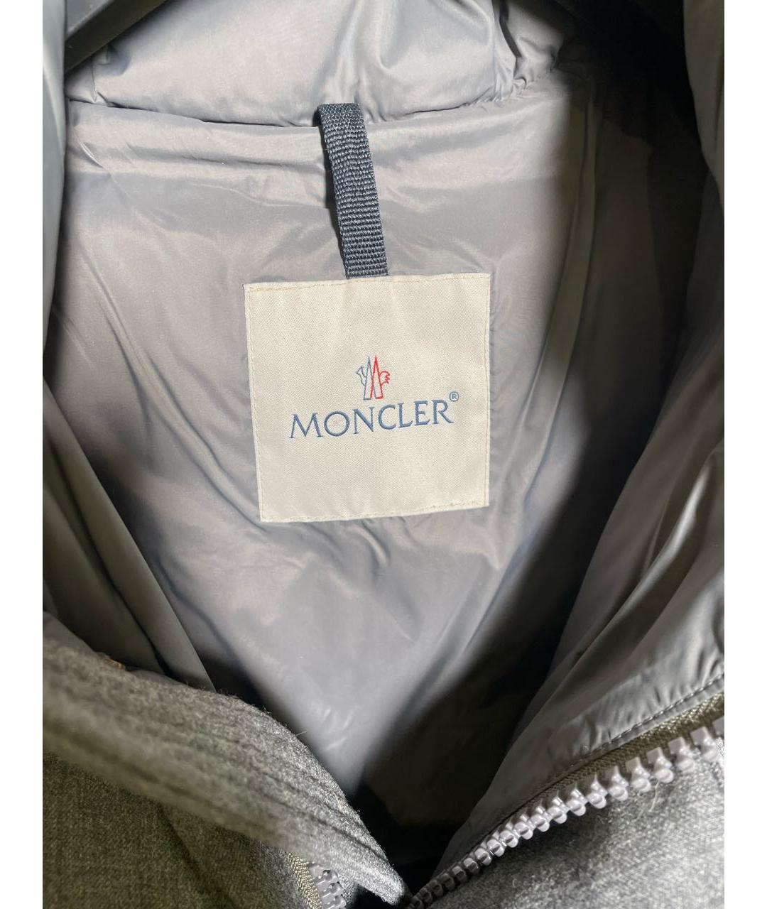MONCLER Серый шерстяной пуховик, фото 3
