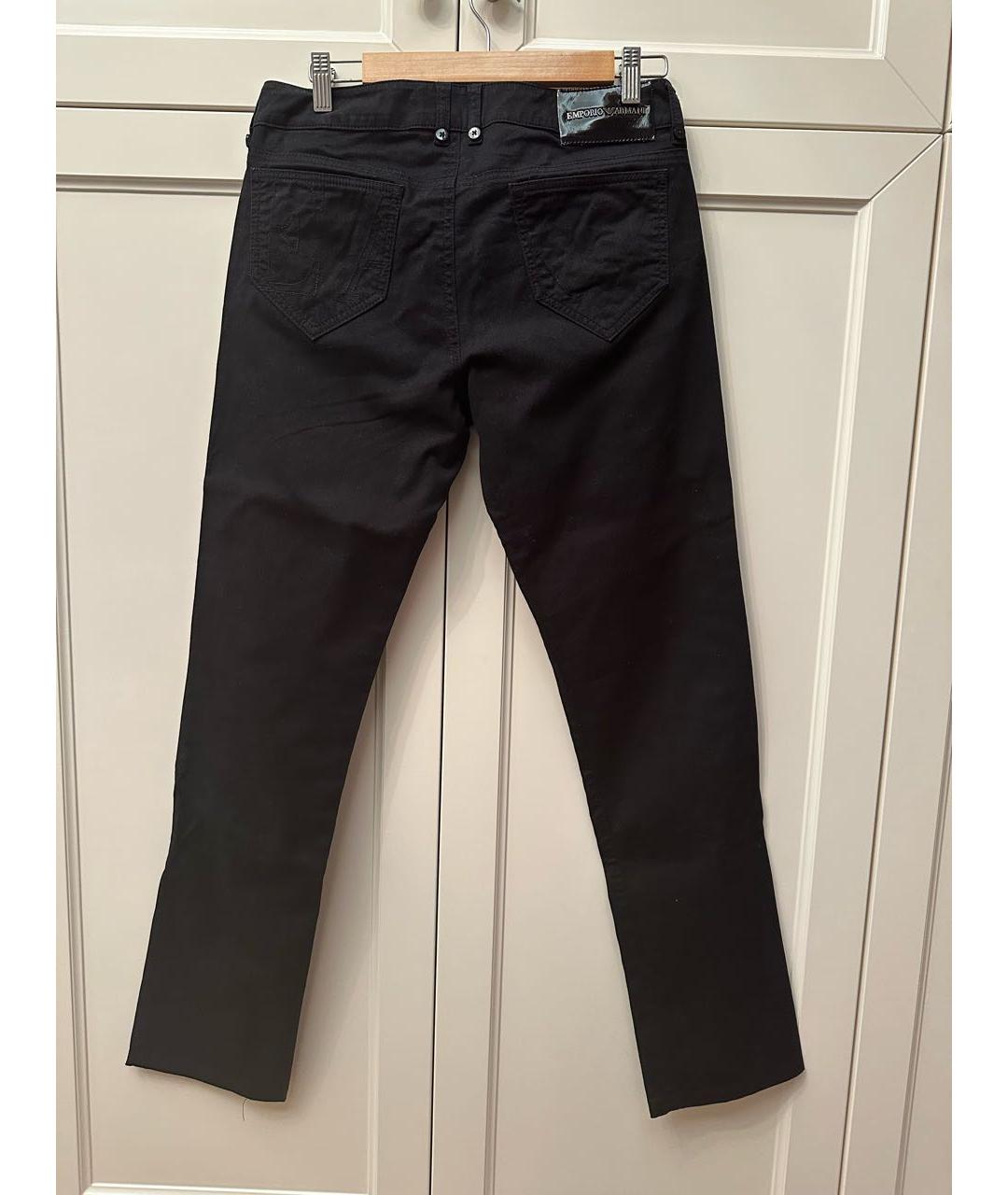 EMPORIO ARMANI Черные хлопковые прямые джинсы, фото 2